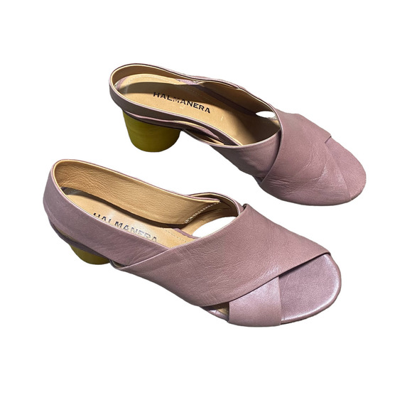 Halmanera pink crisscross yellow pump slingback sz 37 - Picture 4 of 13